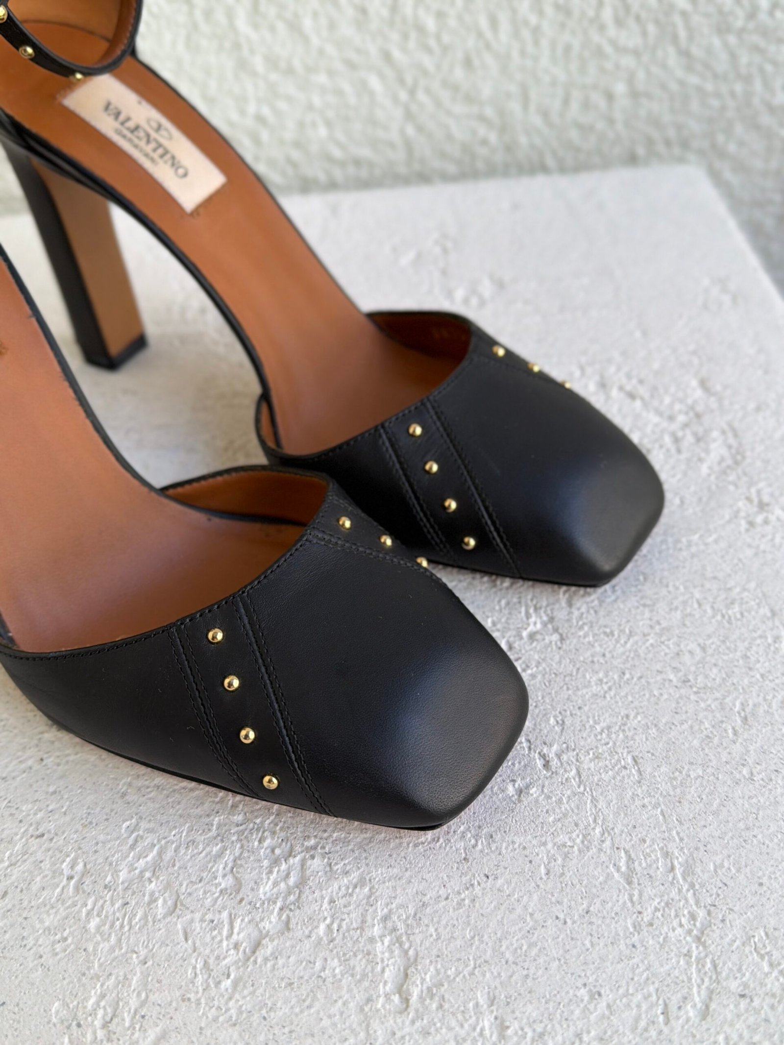 Valentino Tango Black Rockstud Leather Tango Heels - Image 3
