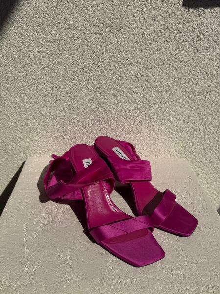 The Attico Fuchsia Satin Wrap High Heel Sandals