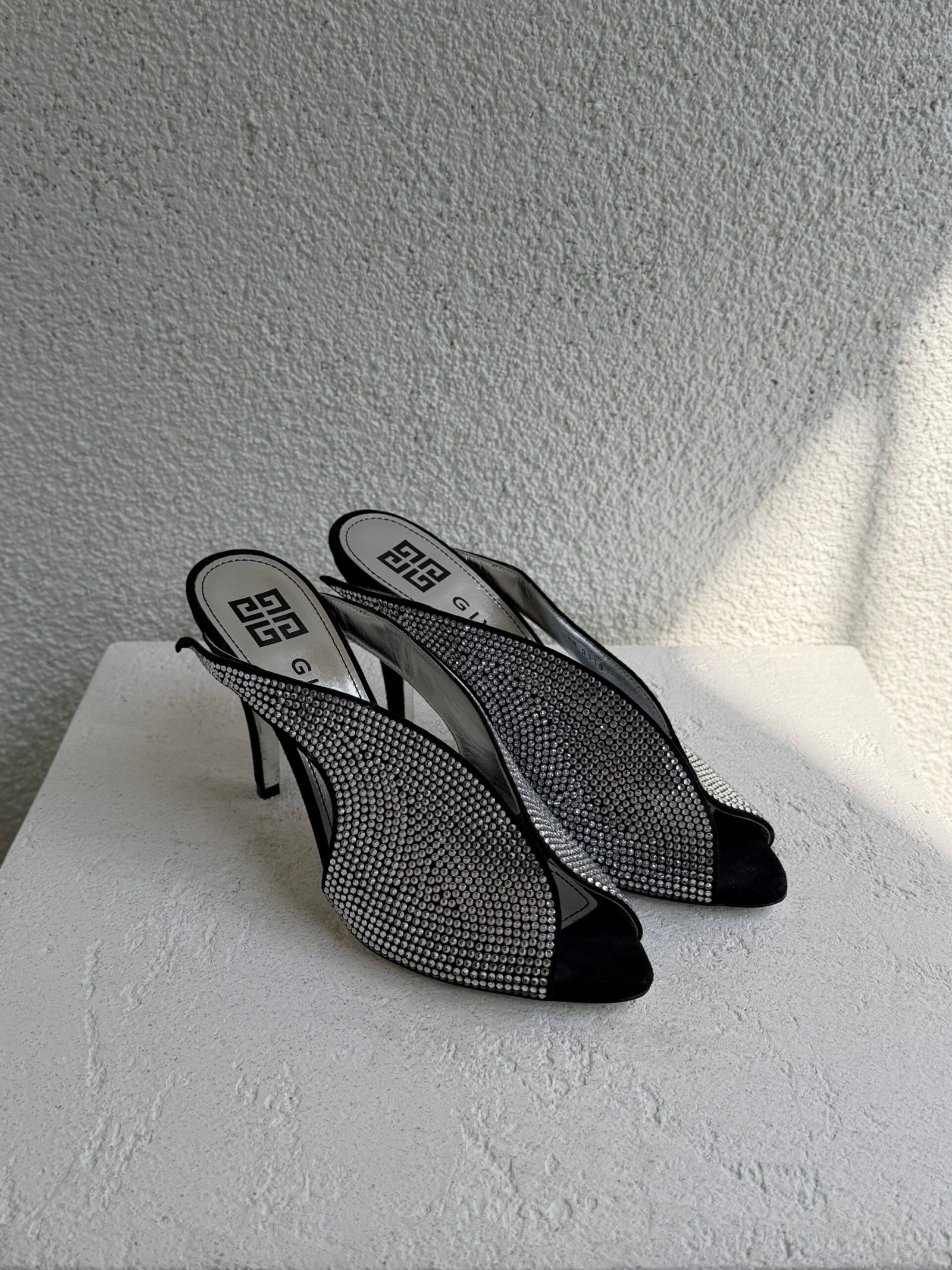 Givenchy Crystal Embellished Glitter Mule Sandals