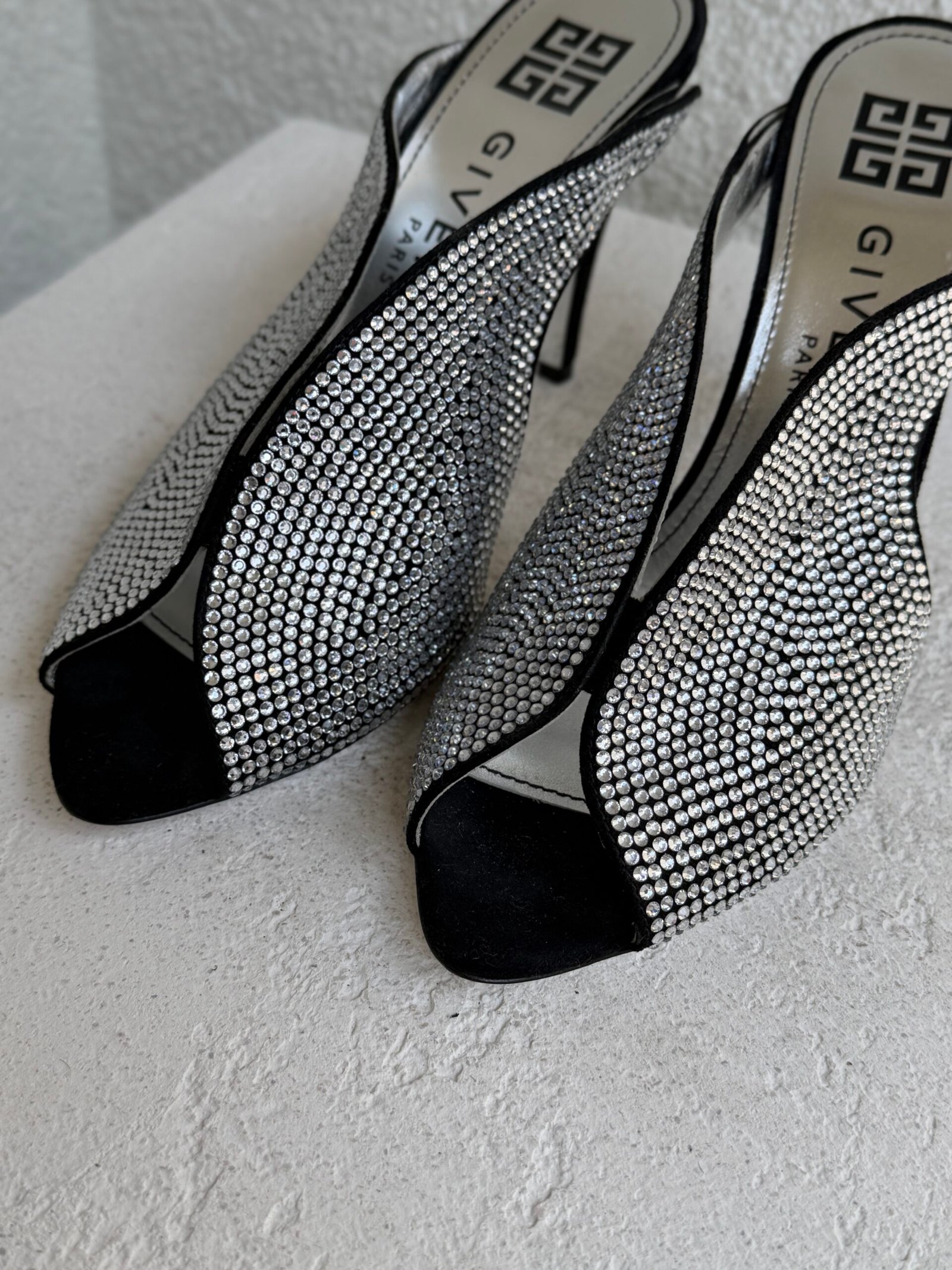 Givenchy Crystal Embellished Glitter Mule Sandals - Görsel 4