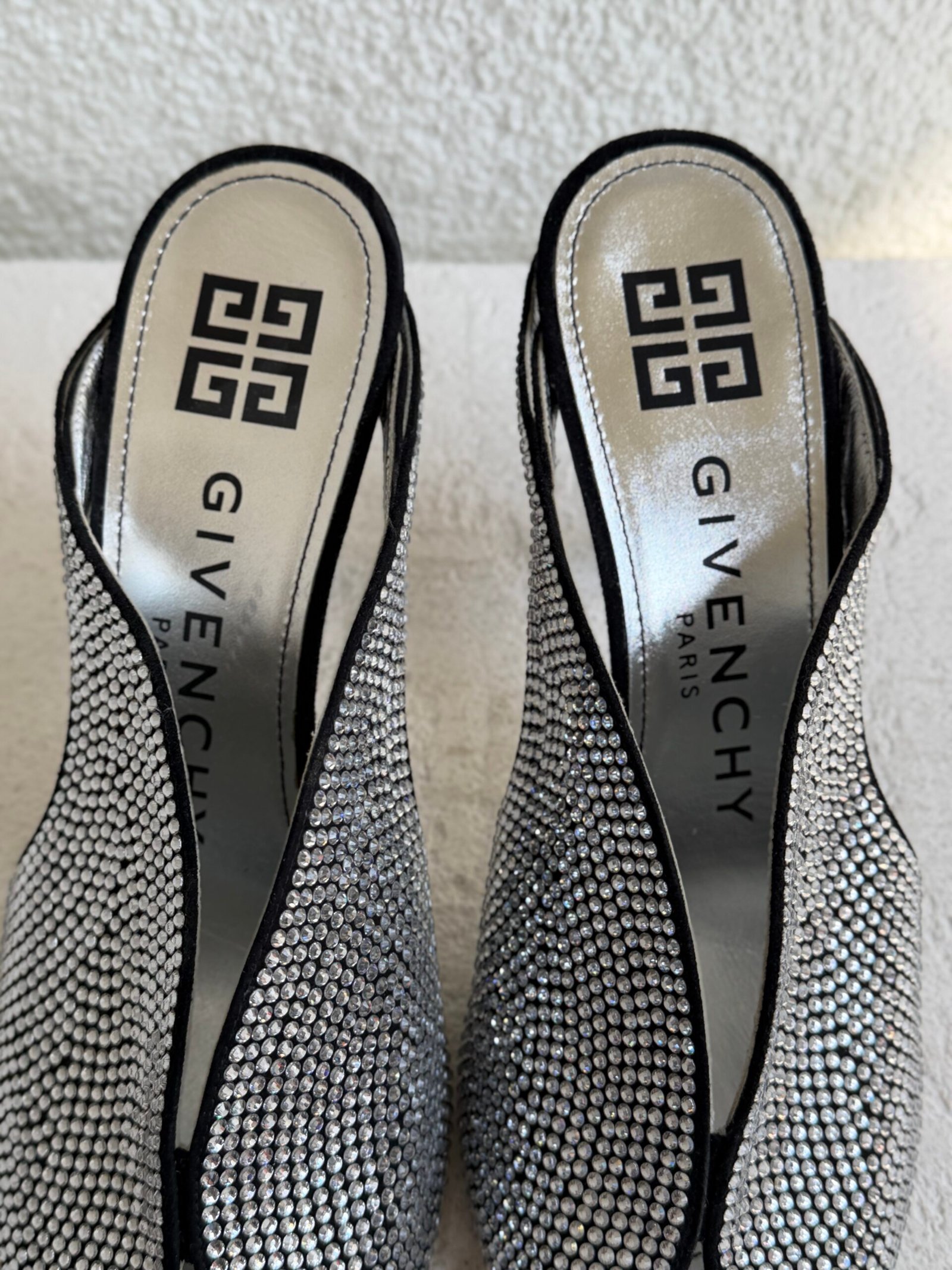 Givenchy Crystal Embellished Glitter Mule Sandals - Görsel 5