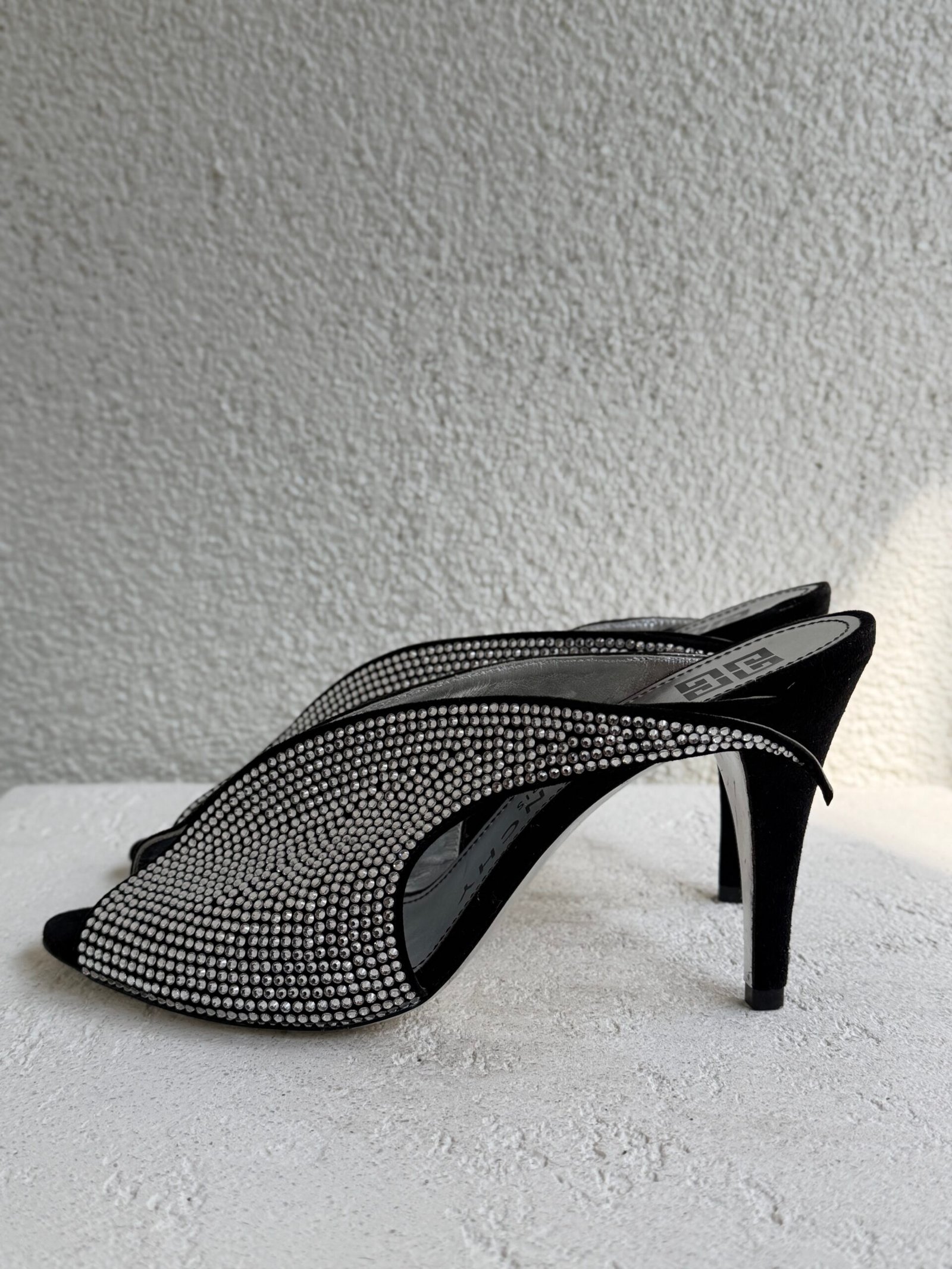 Givenchy Crystal Embellished Glitter Mule Sandals - Görsel 6