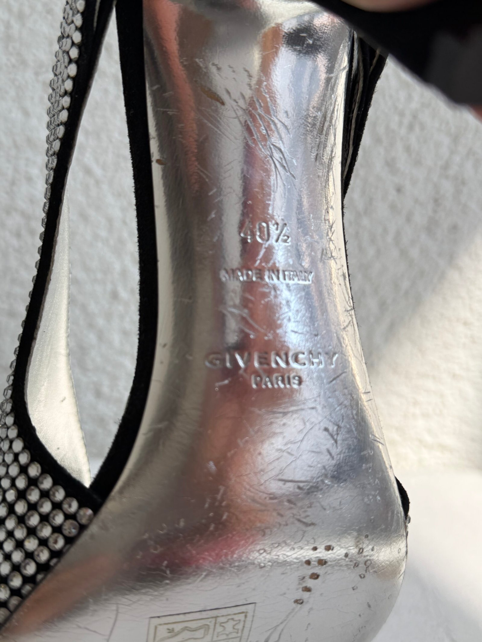 Givenchy Crystal Embellished Glitter Mule Sandals - Görsel 8