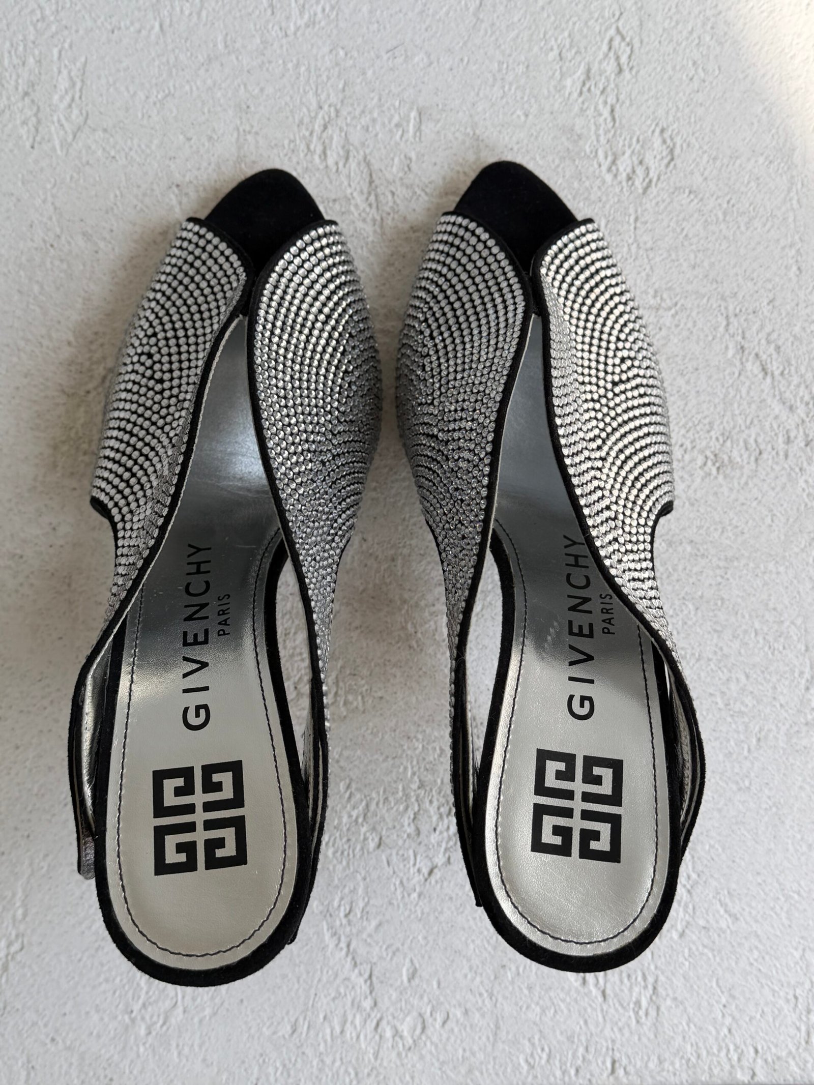 Givenchy Crystal Embellished Glitter Mule Sandals - Görsel 10