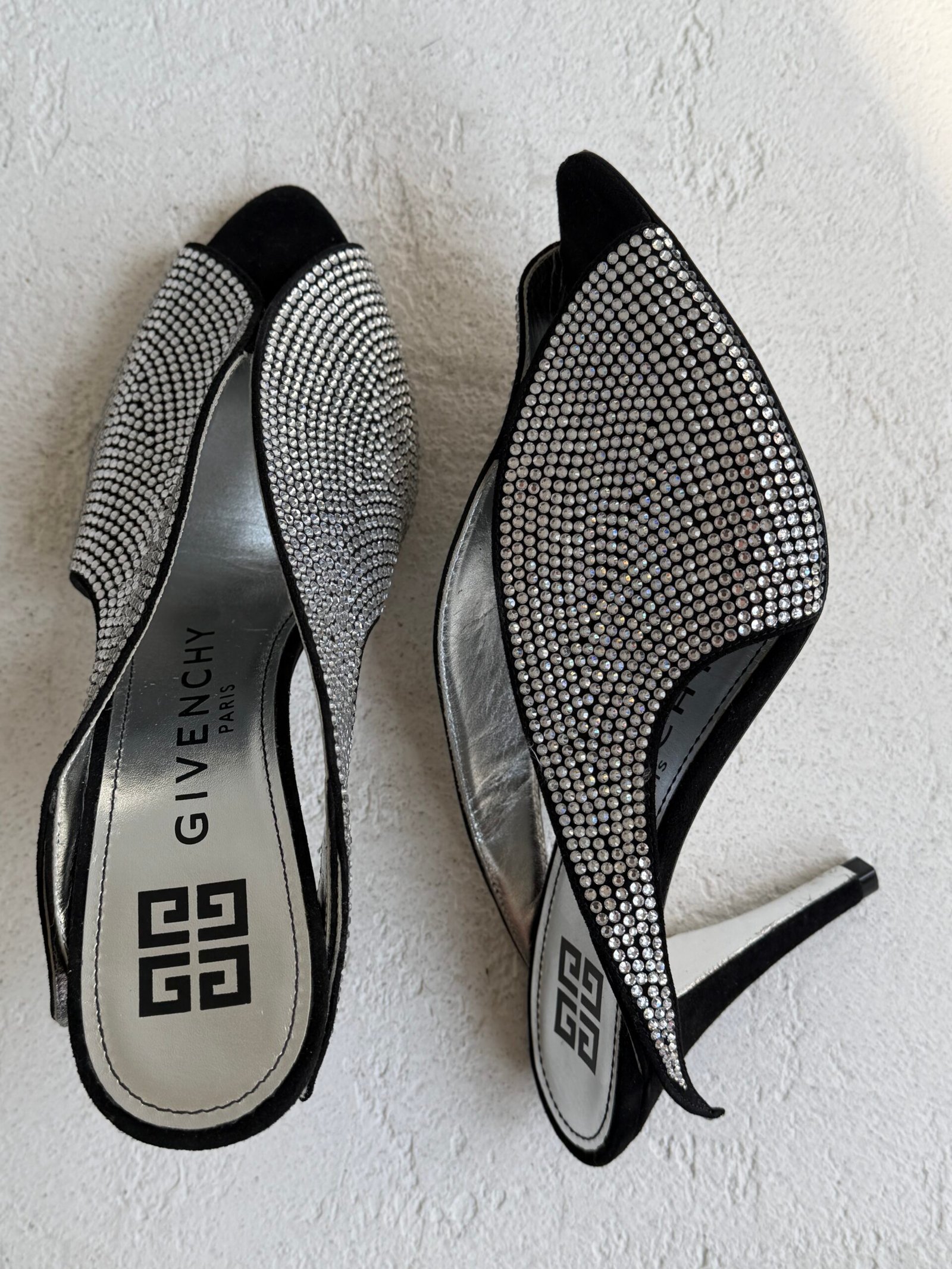 Givenchy Crystal Embellished Glitter Mule Sandals - Görsel 11