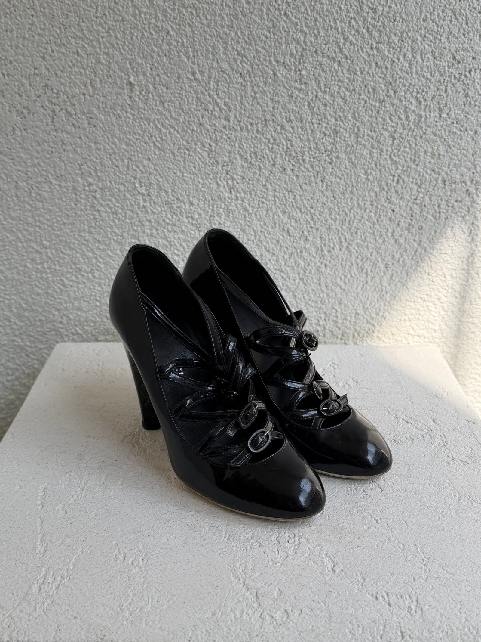 Chanel Black Mary Jane Patent Leather Heels