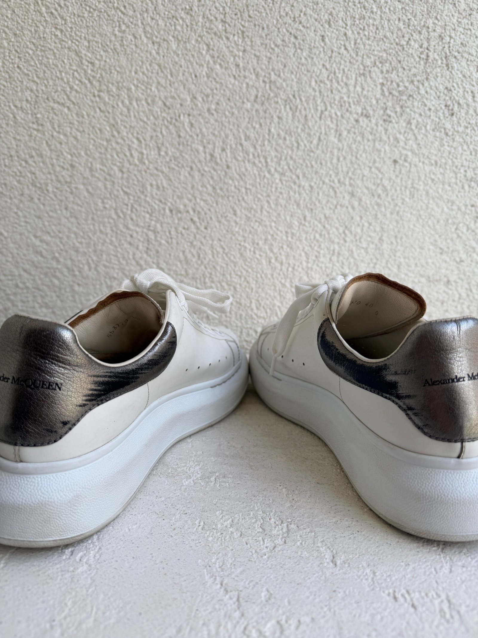 Alexander Mcqueen White Leather Oversized Sneakers - Image 9