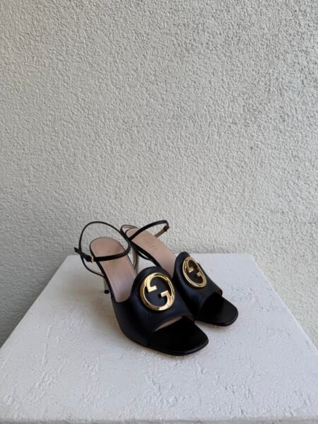 Gucci Blondie Leather Heel Sandals