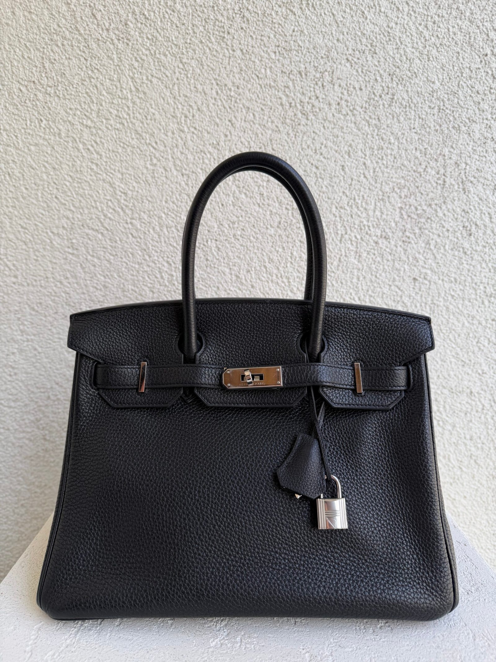 Hermes Birkin 30 Noir Clemence Leather PHW Handbag - Image 2
