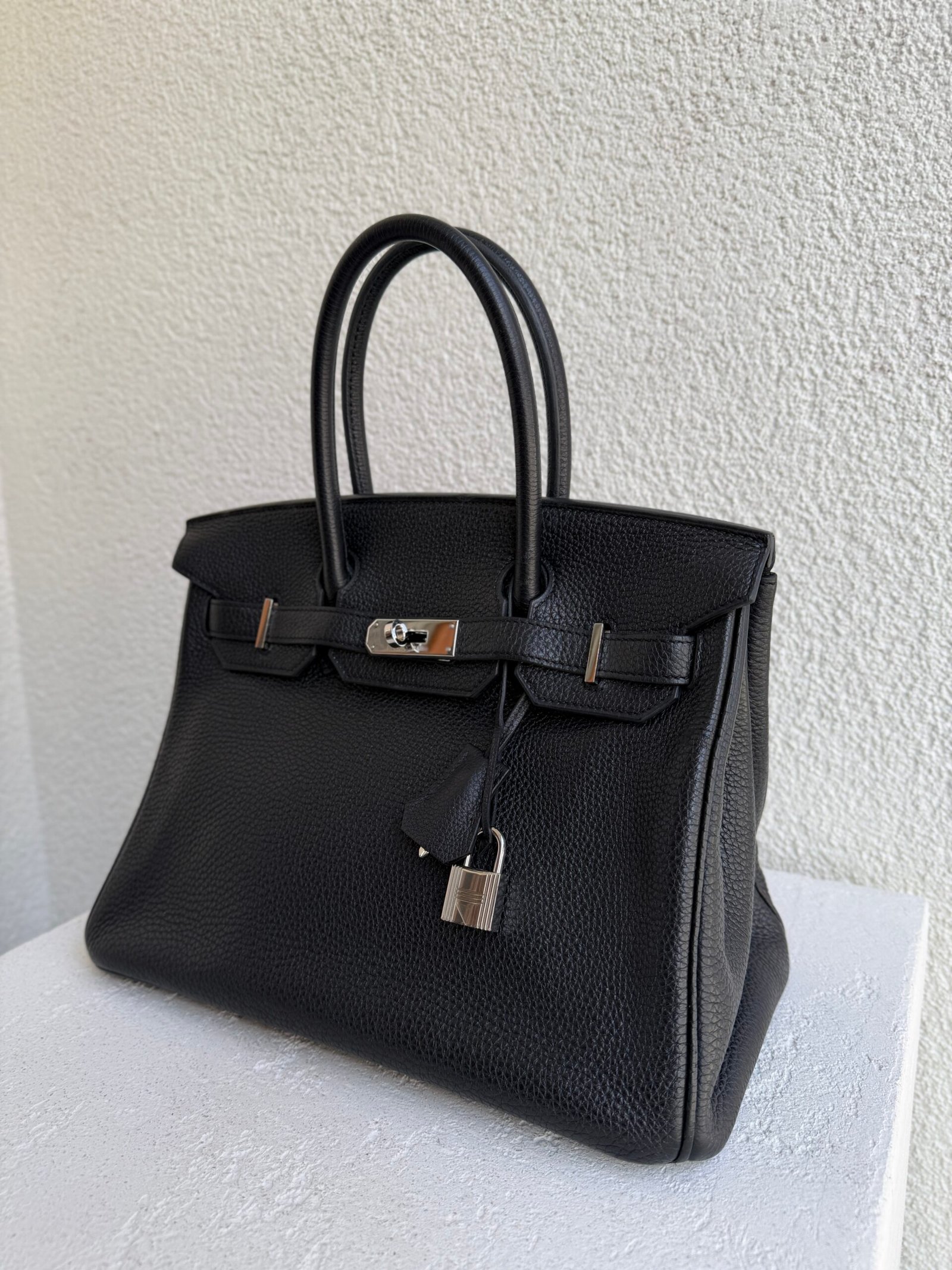 Hermes Birkin 30 Noir Clemence Leather PHW Handbag - Image 3
