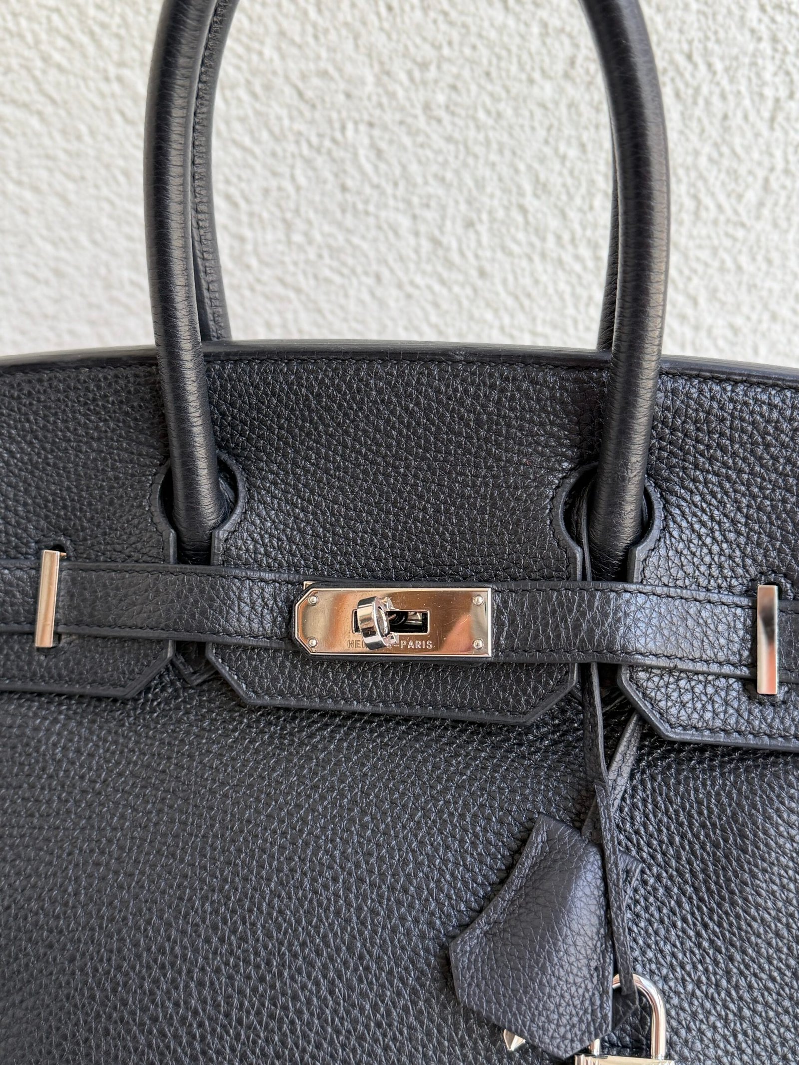 Hermes Birkin 30 Noir Clemence Leather PHW Handbag - Image 5