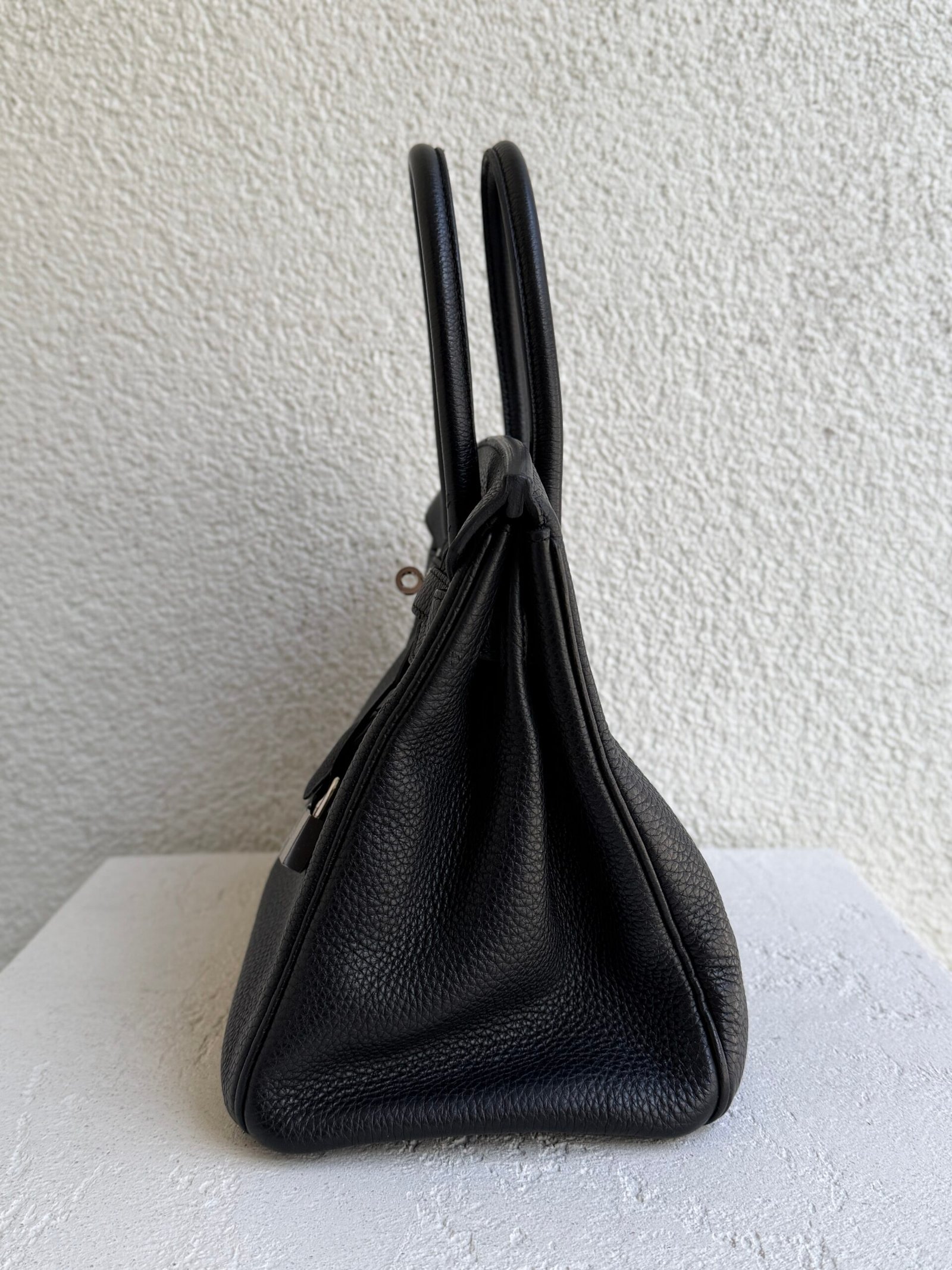 Hermes Birkin 30 Noir Clemence Leather PHW Handbag - Image 7