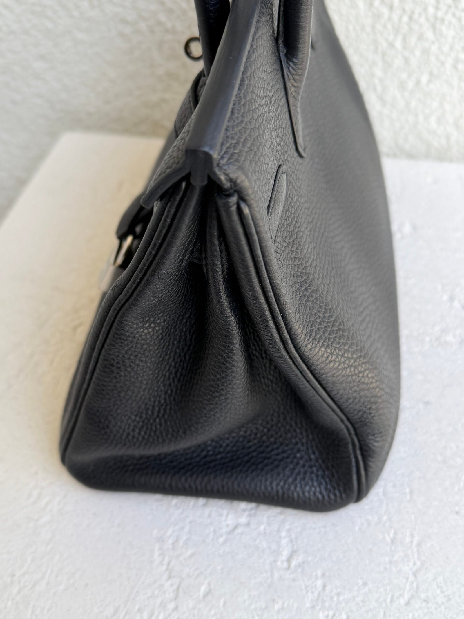 Hermes Birkin 30 Noir Clemence Leather PHW Handbag - Image 8