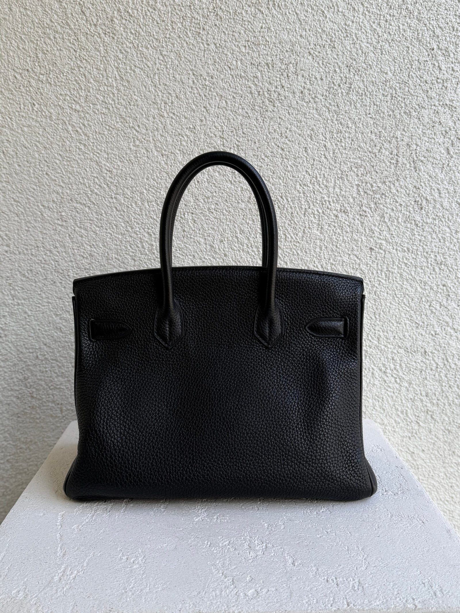 Hermes Birkin 30 Noir Clemence Leather PHW Handbag - Image 9
