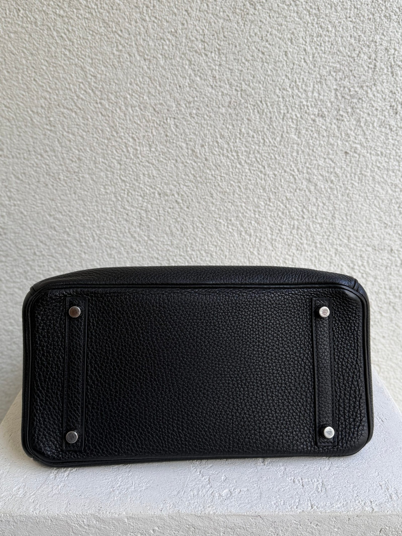 Hermes Birkin 30 Noir Clemence Leather PHW Handbag - Image 11