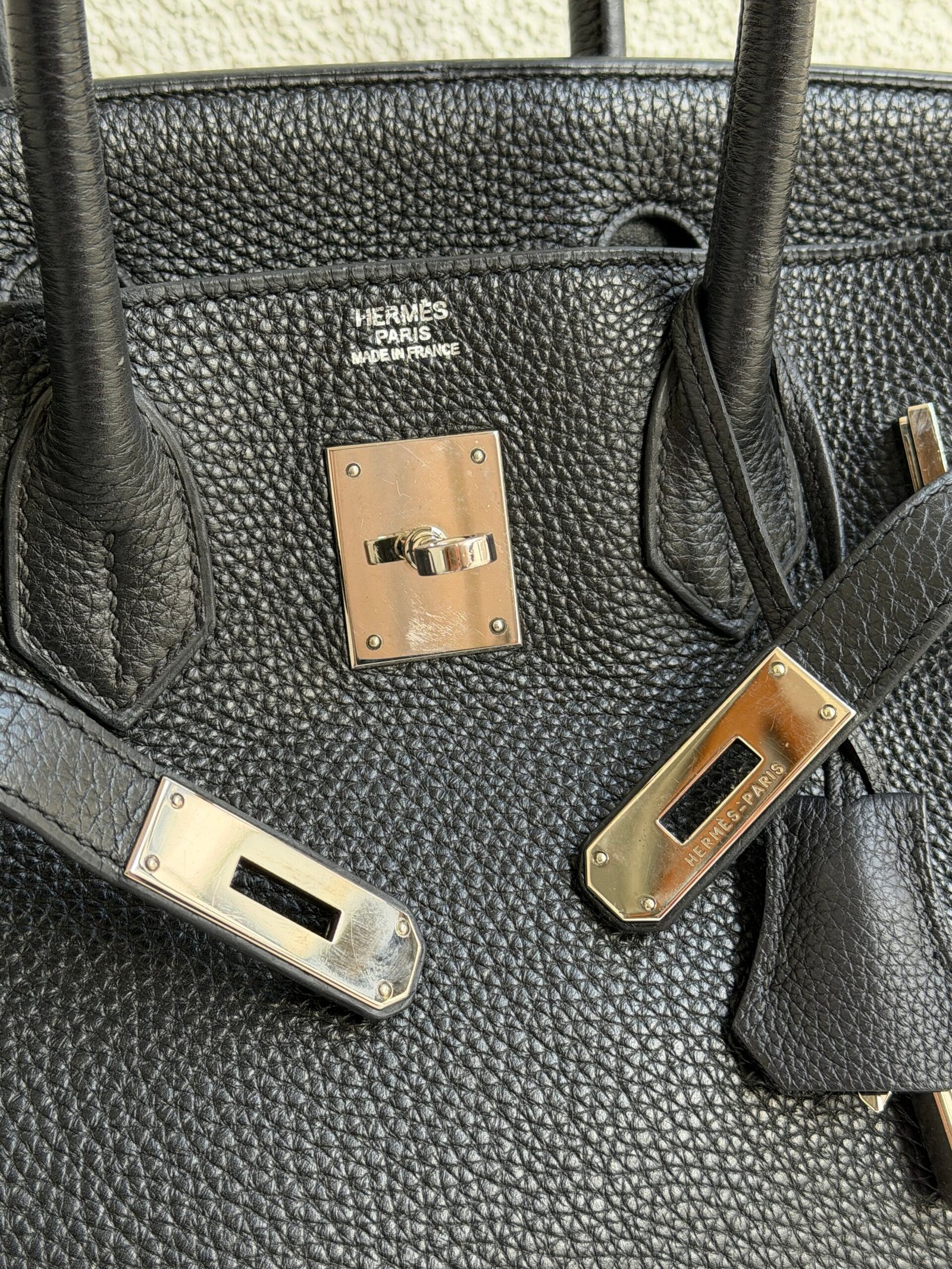 Hermes Birkin 30 Noir Clemence Leather PHW Handbag - Image 14