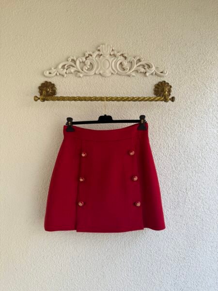 Dolce Gabbana Red Wool Mini Skirt
