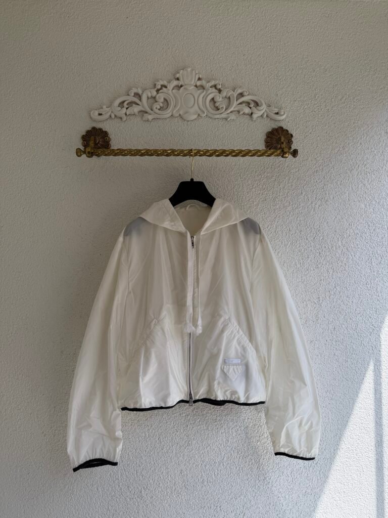 Prada Logo Ecru Raincoat