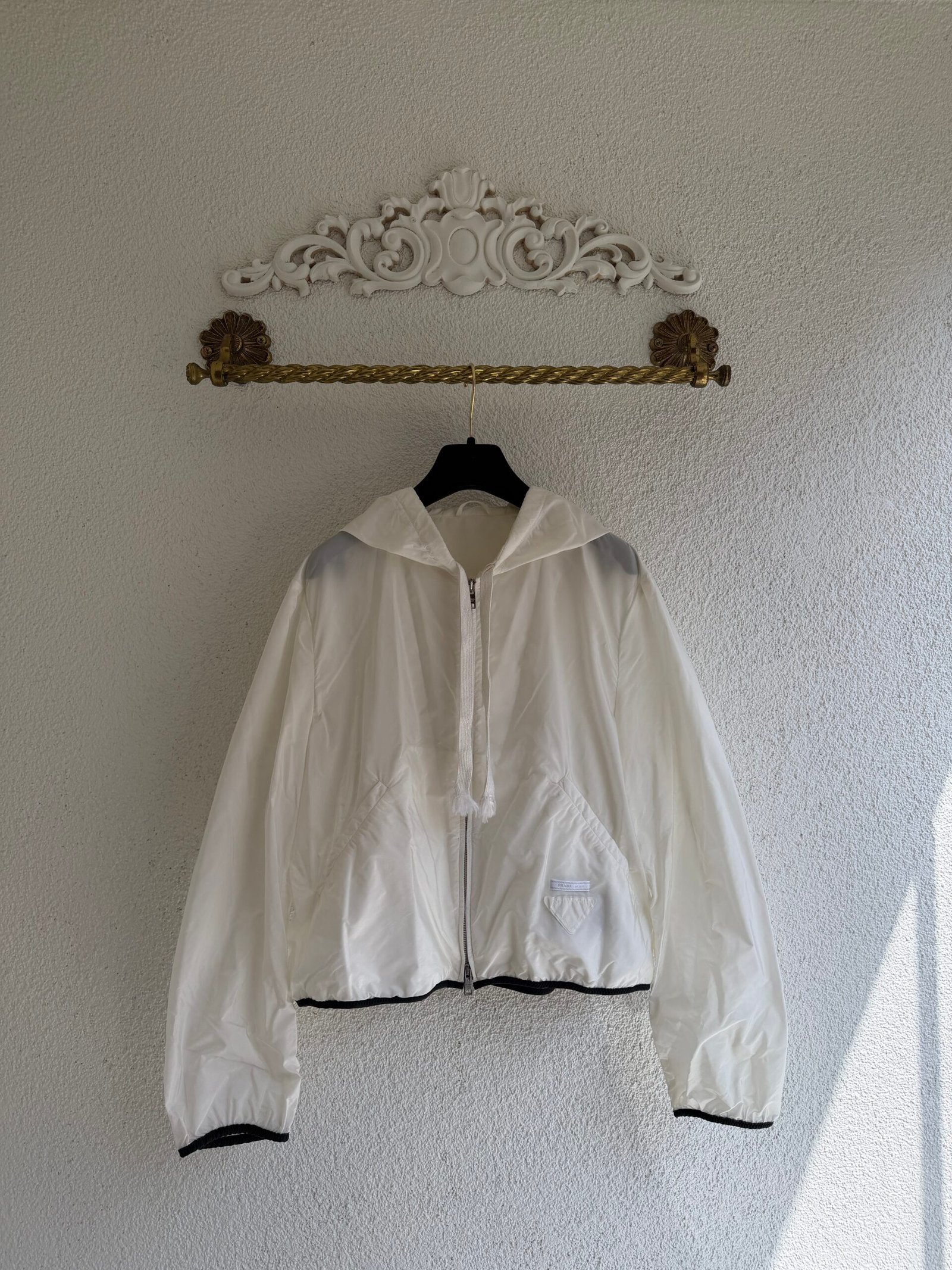 Prada Logo Ecru Raincoat