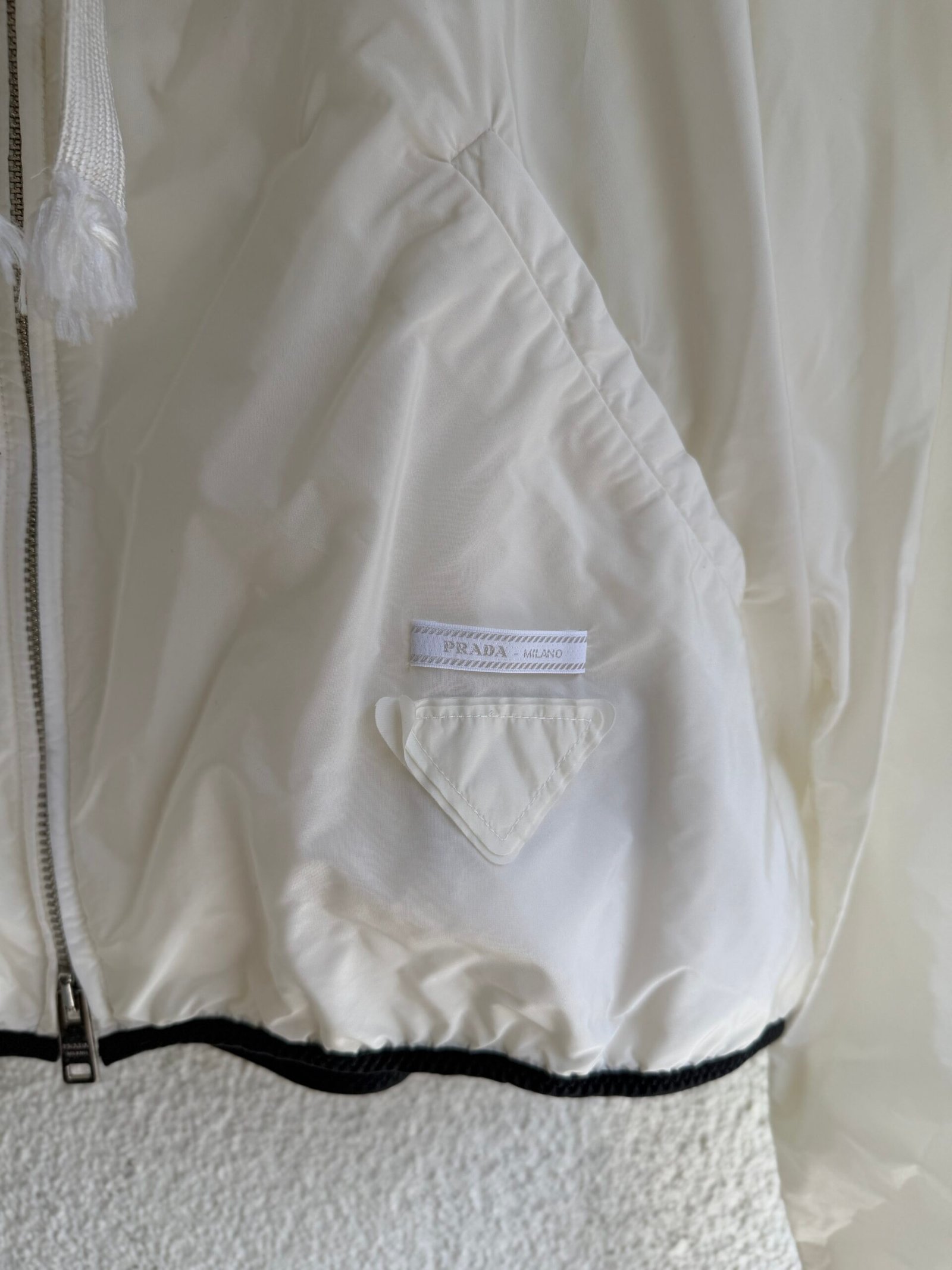 Prada Logo Ecru Raincoat - Image 4
