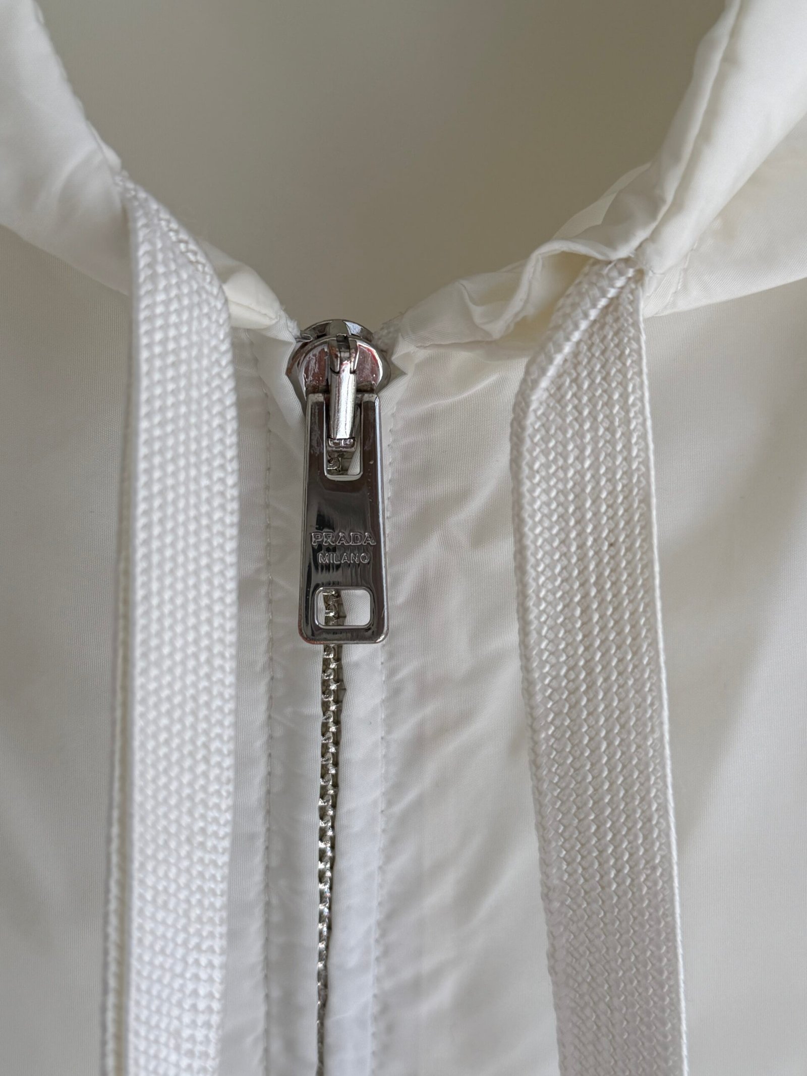 Prada Logo Ecru Raincoat - Image 7