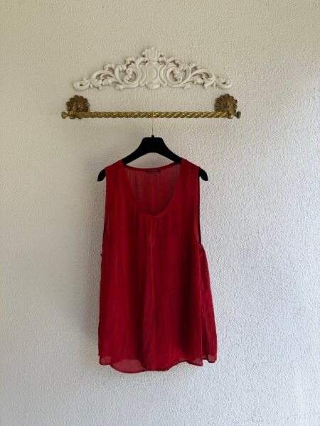 Balmain Red Silk Blouse