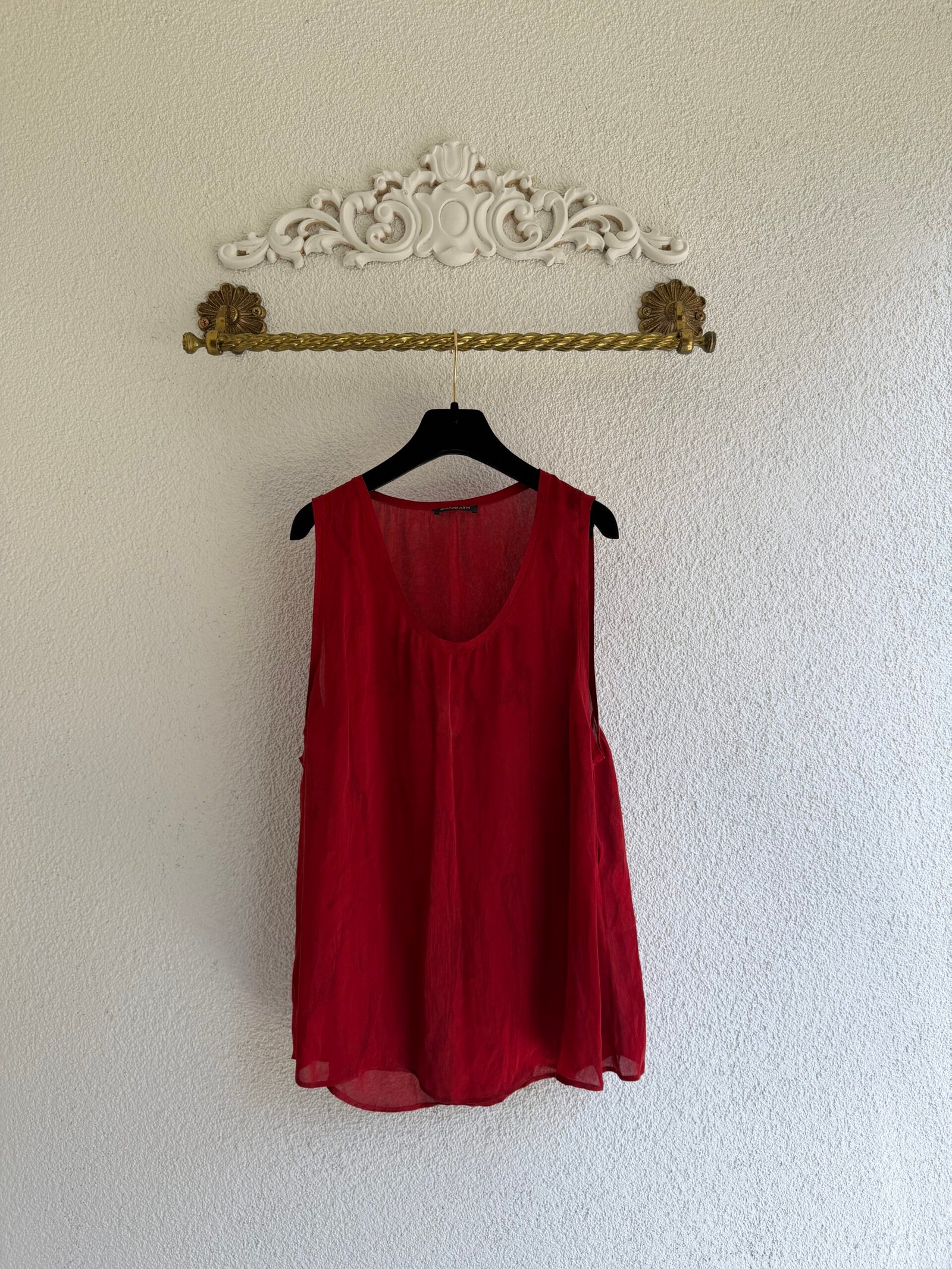 Balmain Red Silk Blouse