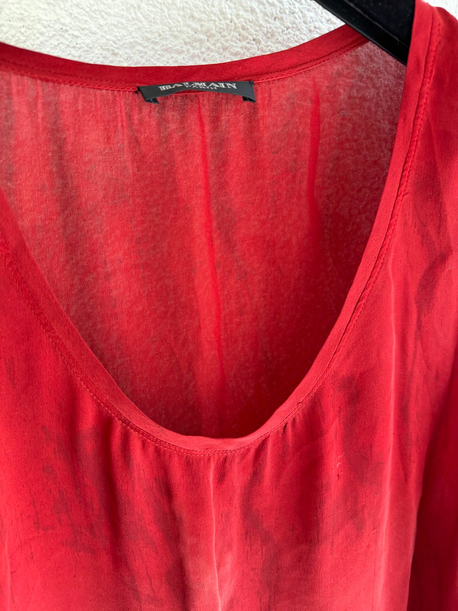Balmain Red Silk Blouse - Image 4