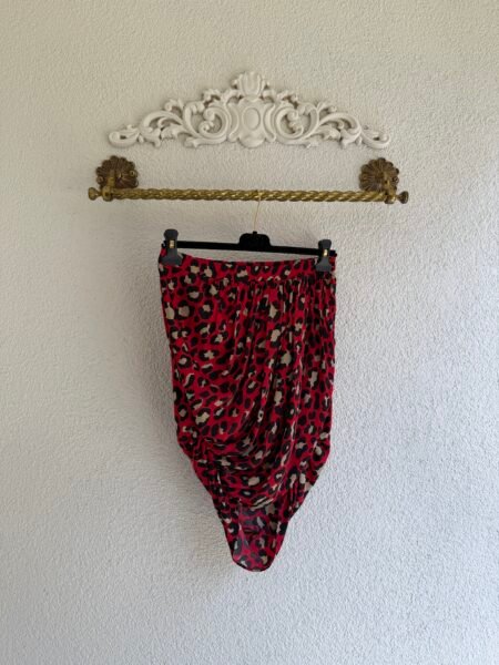 Moschino Red Leopard Mini Skirt
