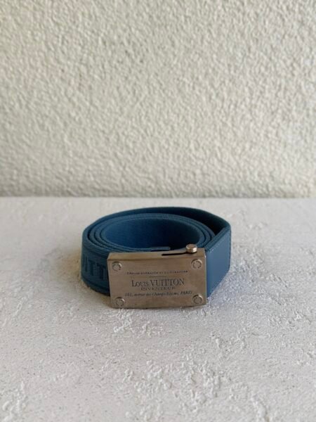 Louis Vuitton Blue Monogram Cloth Belt 90