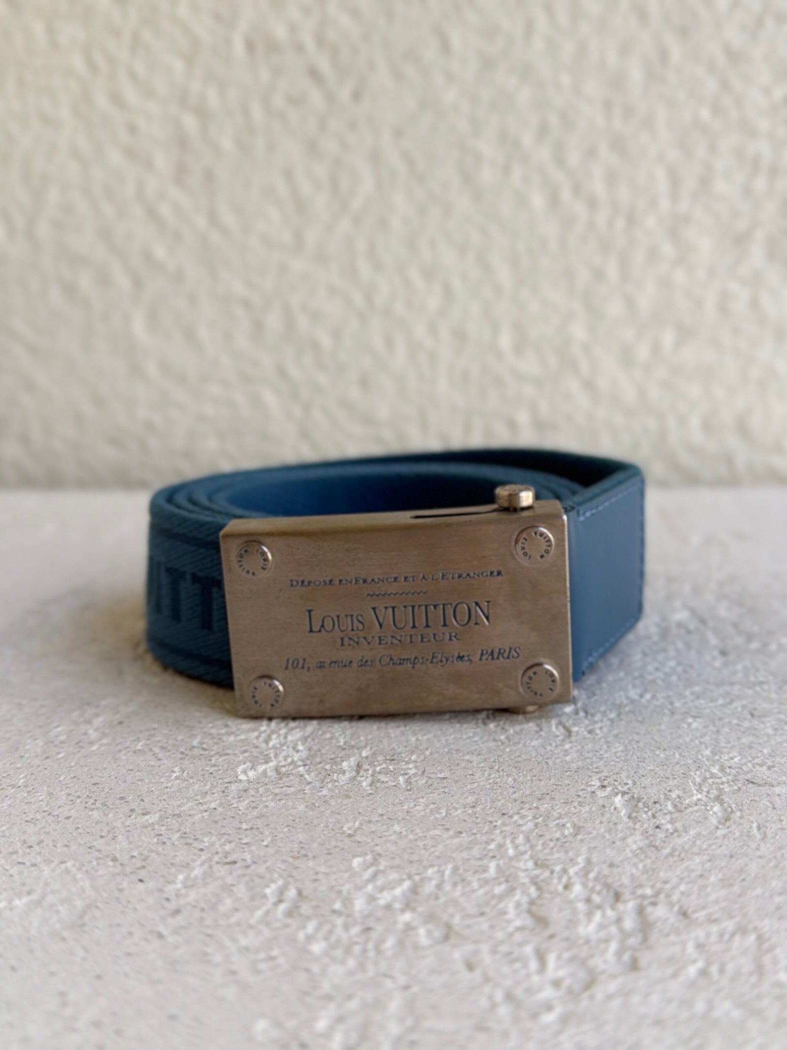 Louis Vuitton Blue Monogram Cloth Belt 90 - Image 2