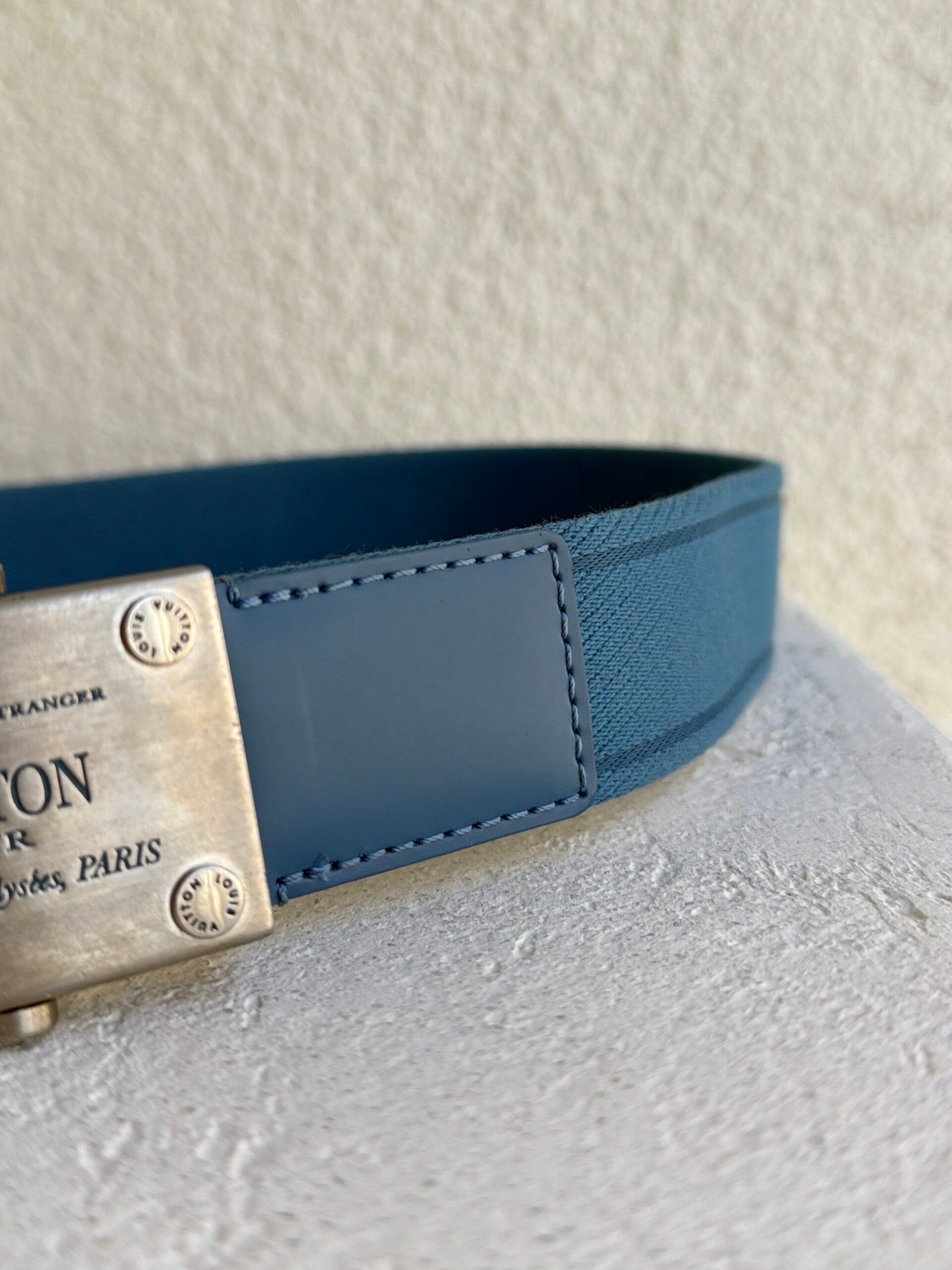 Louis Vuitton Blue Monogram Cloth Belt 90 - Image 5