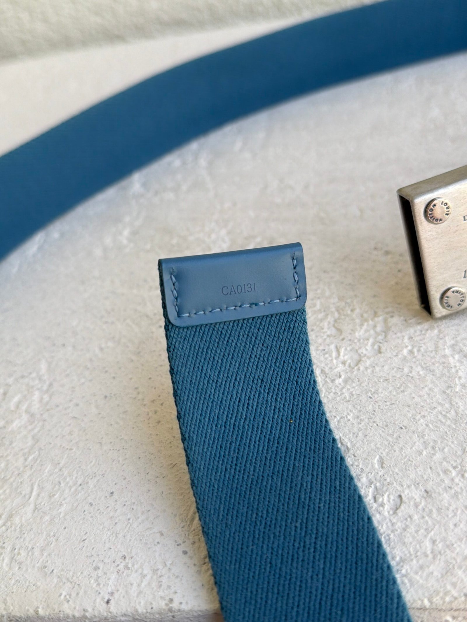 Louis Vuitton Blue Monogram Cloth Belt 90 - Image 6