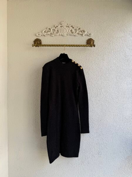 Balmain Gold Button Shiny Mini Dress