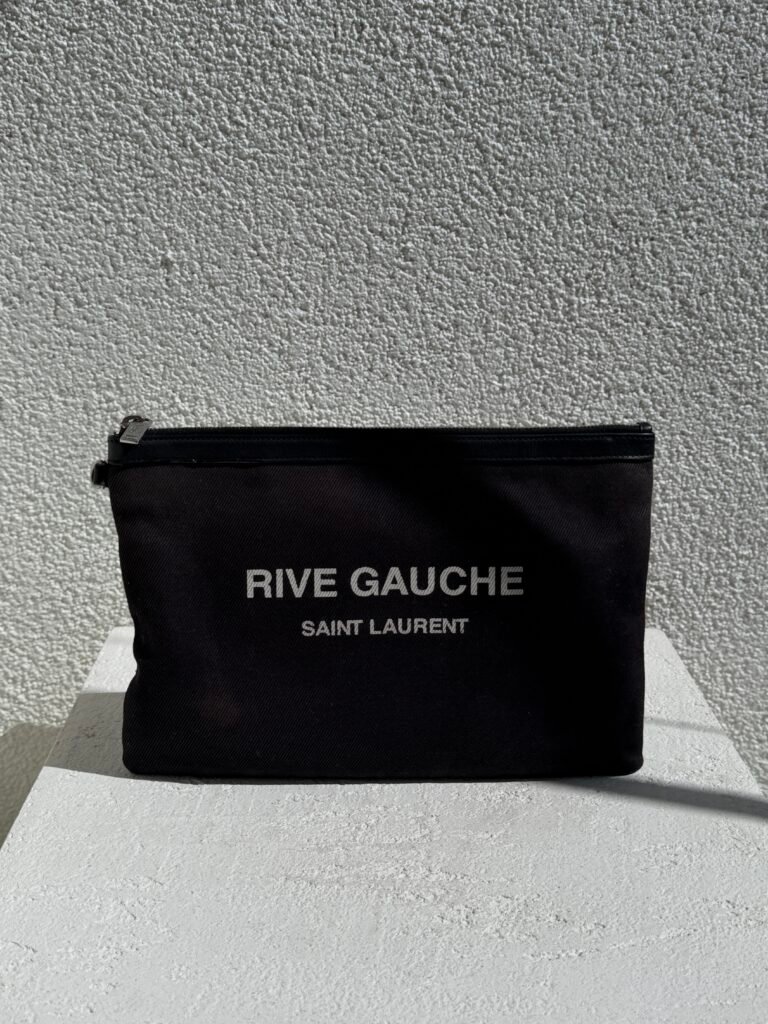 Saint Laurent Rive Gauche Kanvas Fermuarlı El Çantası