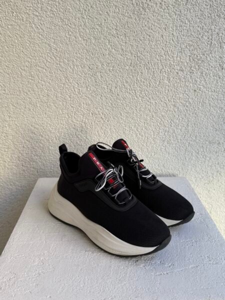 Prada Sport Black Knit Fabric Athletic Sneaker