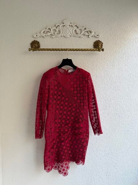 Self-Portrait Strike Mini Red Dress