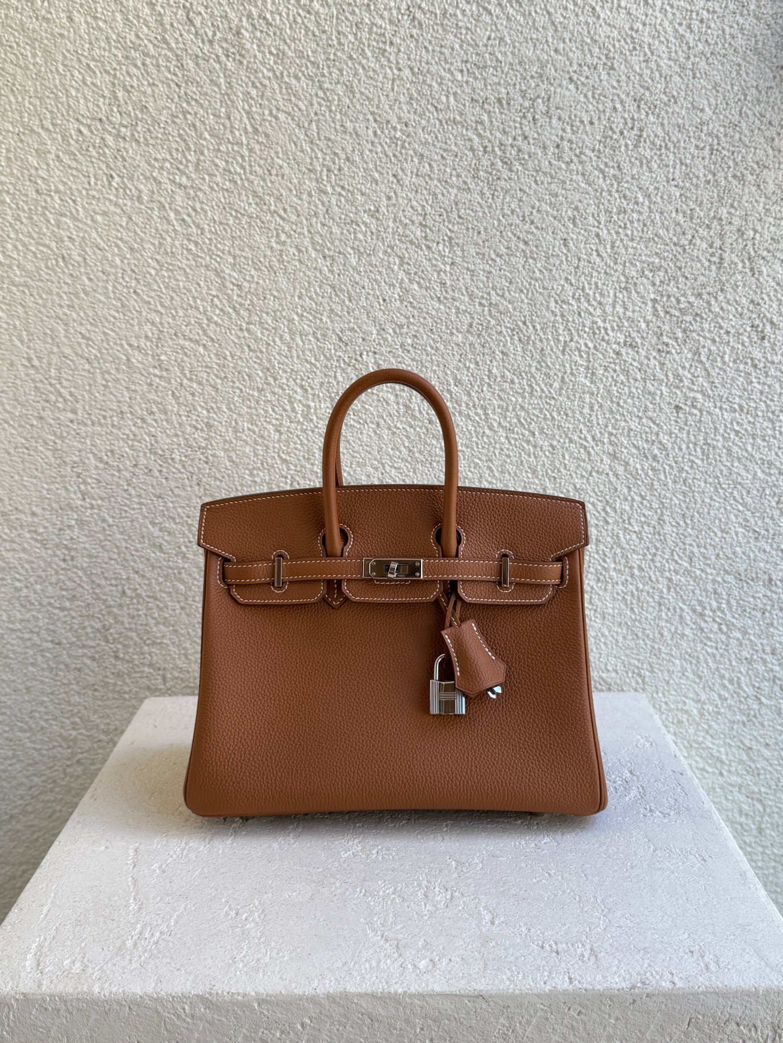 Hermes Birkin 25 Gold Color Togo Leather PHW Handbag