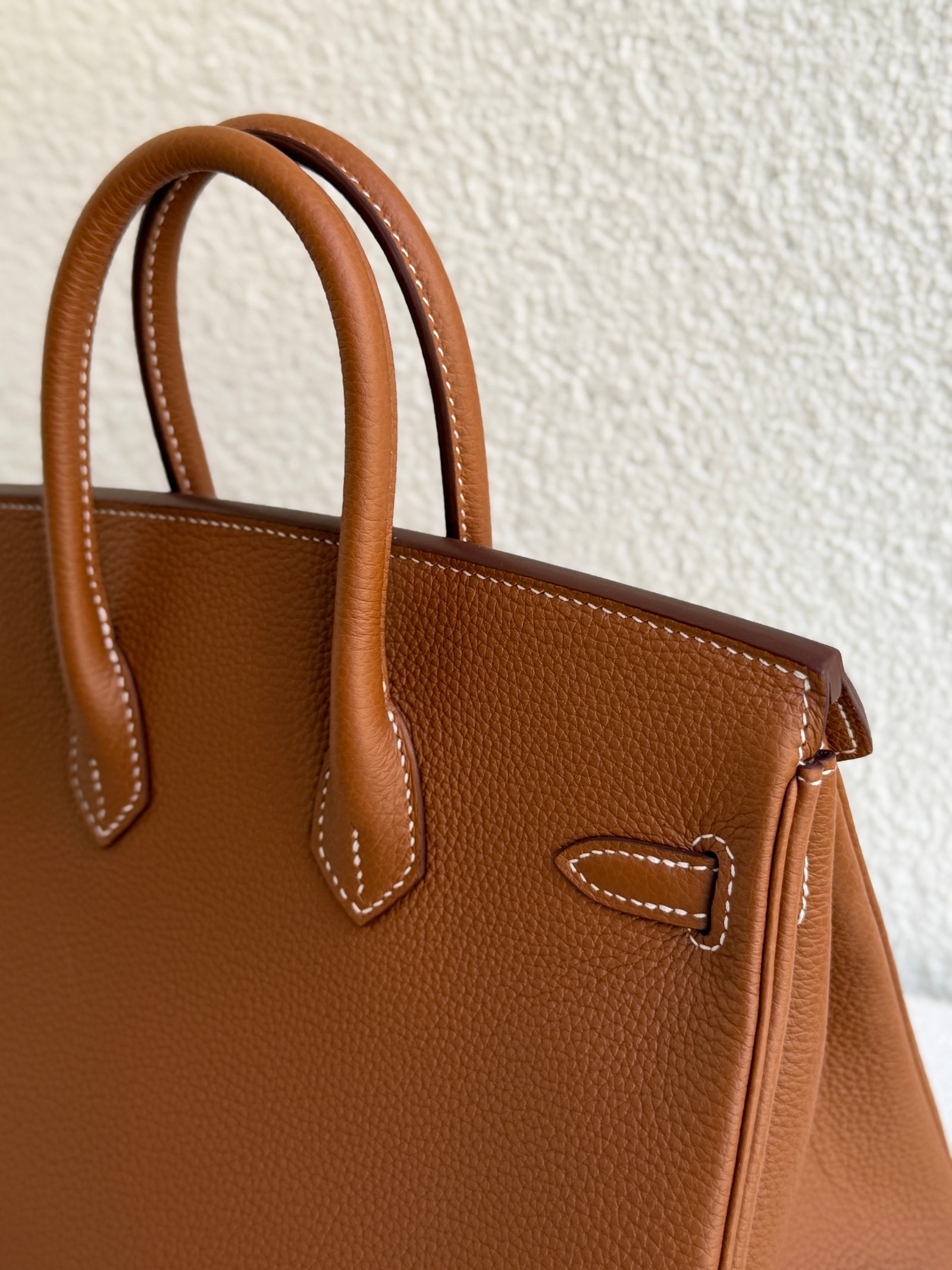 Hermes Birkin 25 Gold Color Togo Leather PHW Handbag - Image 9