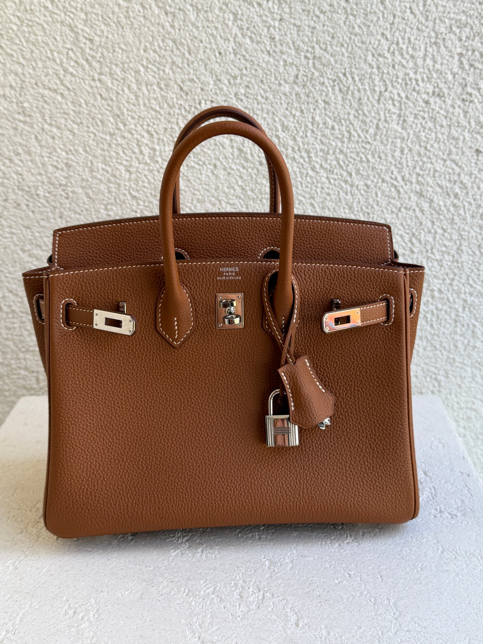 Hermes Birkin 25 Gold Color Togo Leather PHW Handbag - Image 13