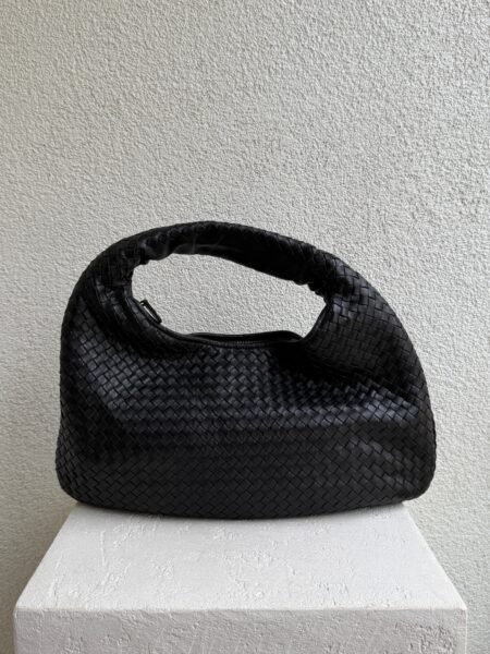 Bottega Veneta Vintage Black Intrecciato Large Leather Hobo Shoulder Bag