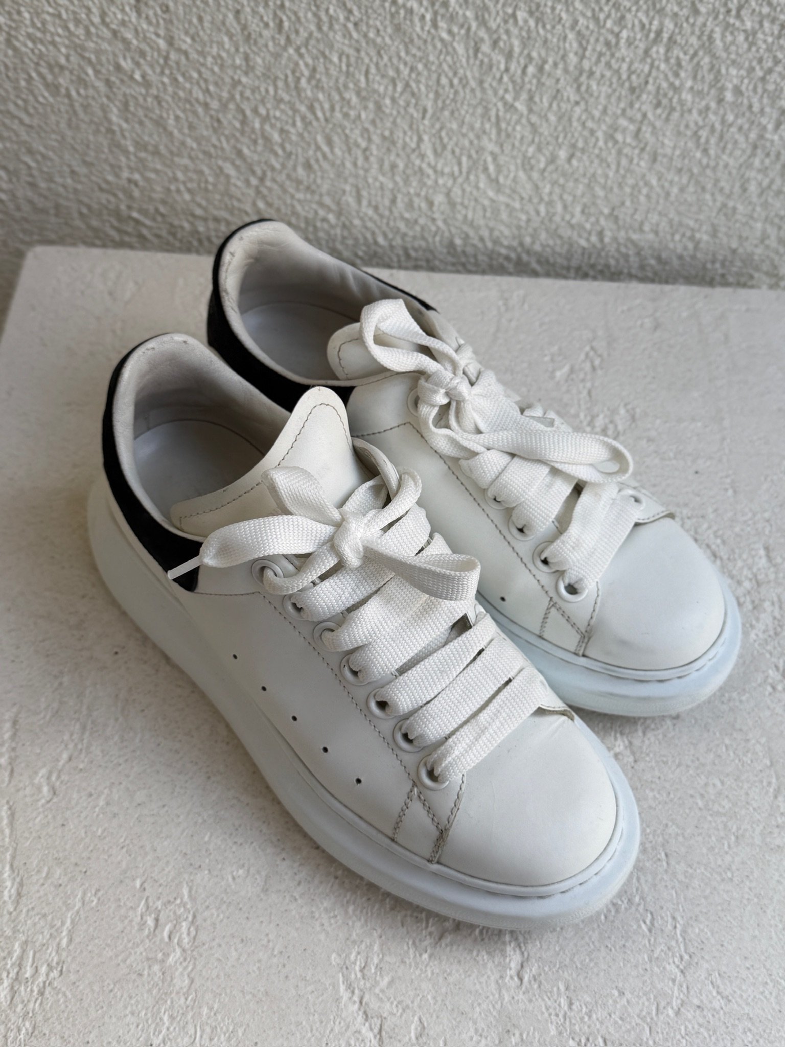 Alexander McQueen White and Black Leather Oversized Sneaker