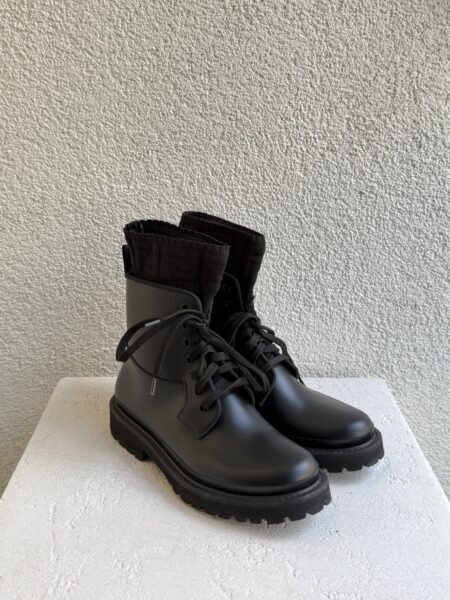 Fendi Zucca FF Logo Leather Combat Boots