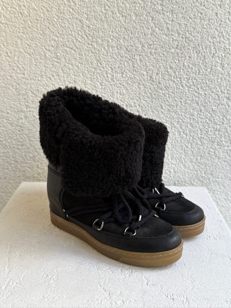 Isabel Marant Nowles Shearling-Trimmed Leather Ankle Boots