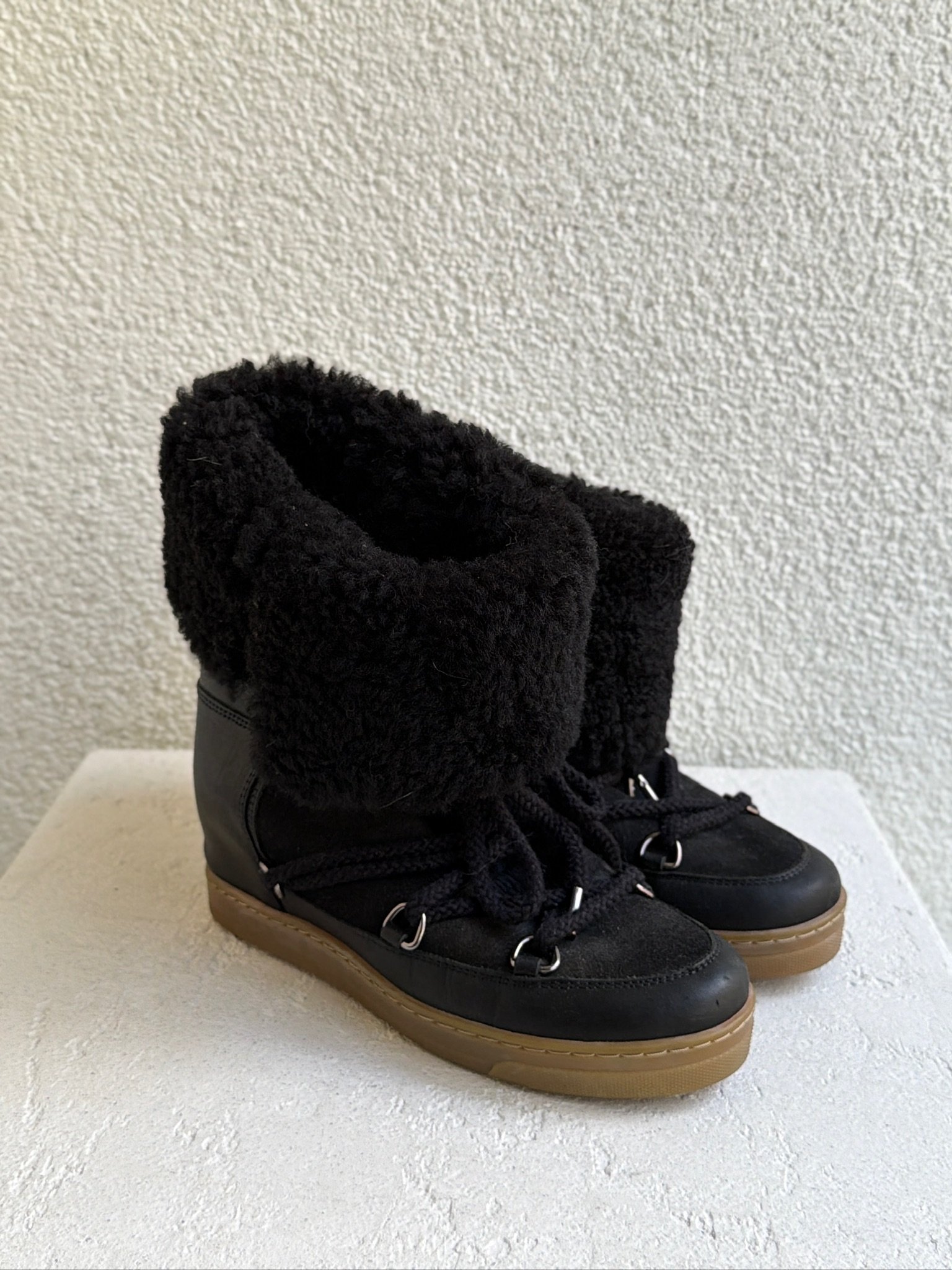 Isabel Marant Nowles Shearling-Trimmed Leather Ankle Boots