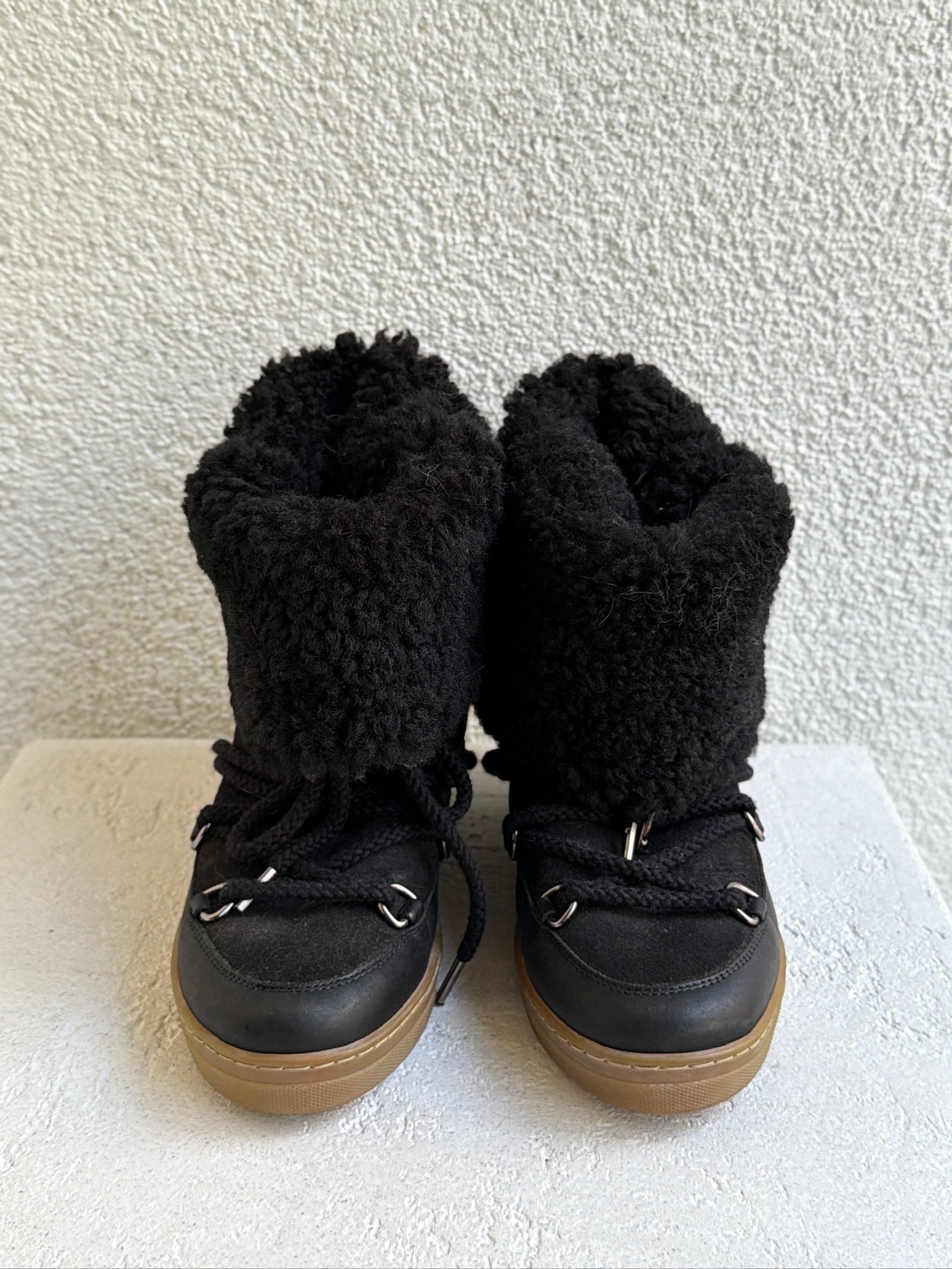 Isabel Marant Nowles Shearling-Trimmed Leather Ankle Boots - Image 2