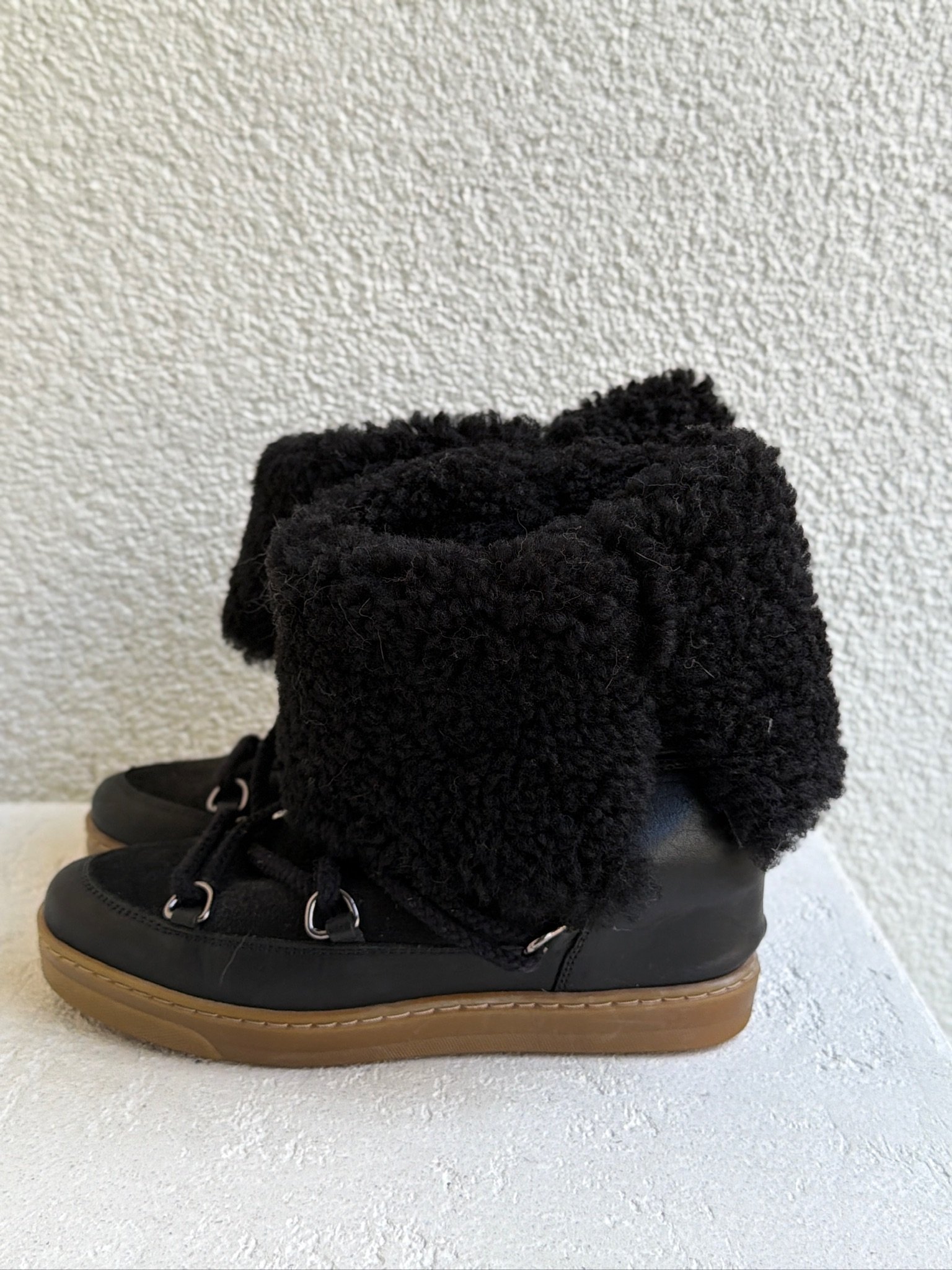 Isabel Marant Nowles Shearling-Trimmed Leather Ankle Boots - Image 4