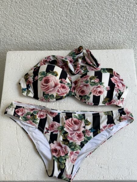 Dolce & Gabbana Floral Striped Print Bikini Set