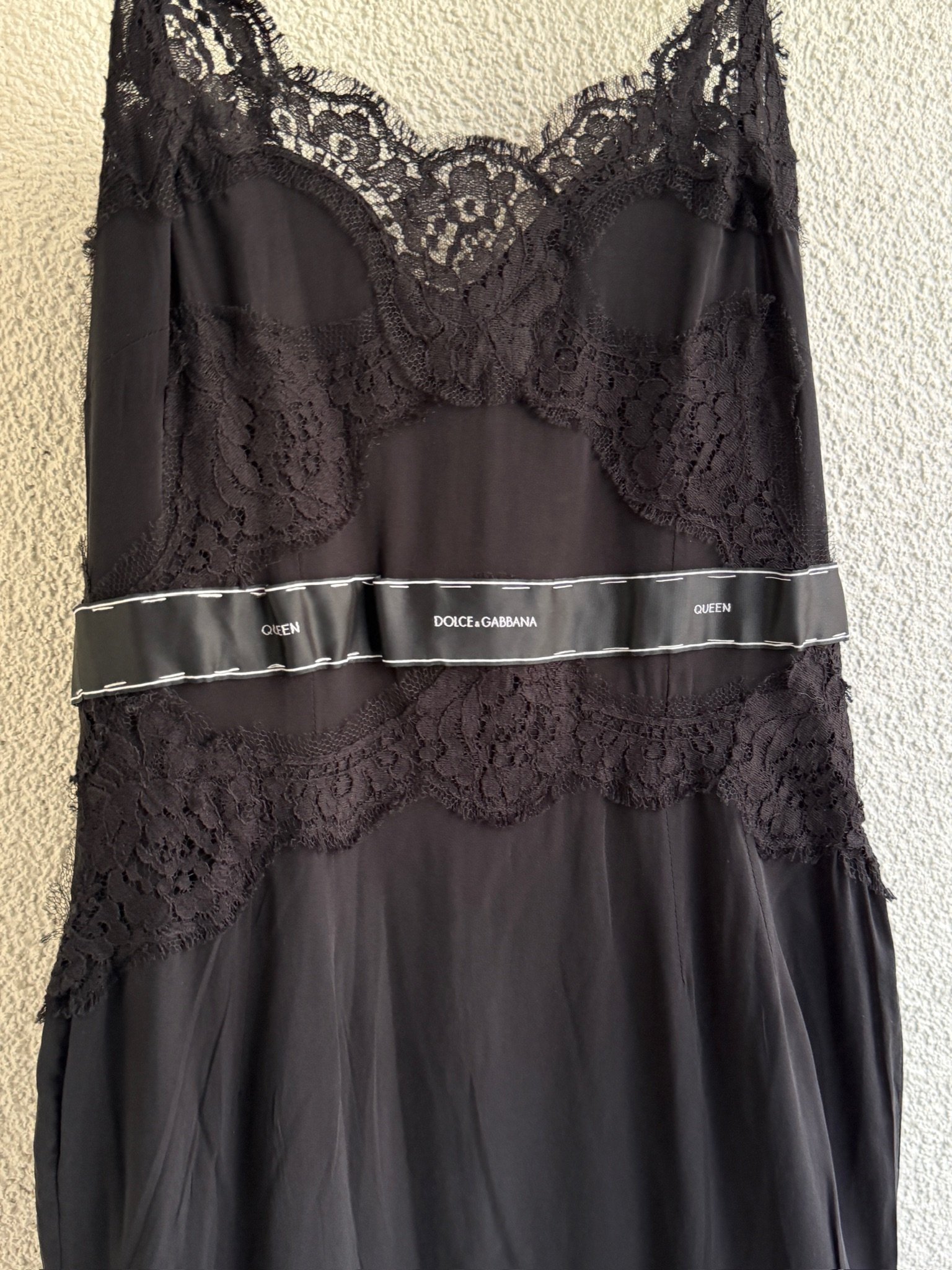 Dolce & Gabbana Black Silk Slip Mini Dress with Lace Trims - Image 6