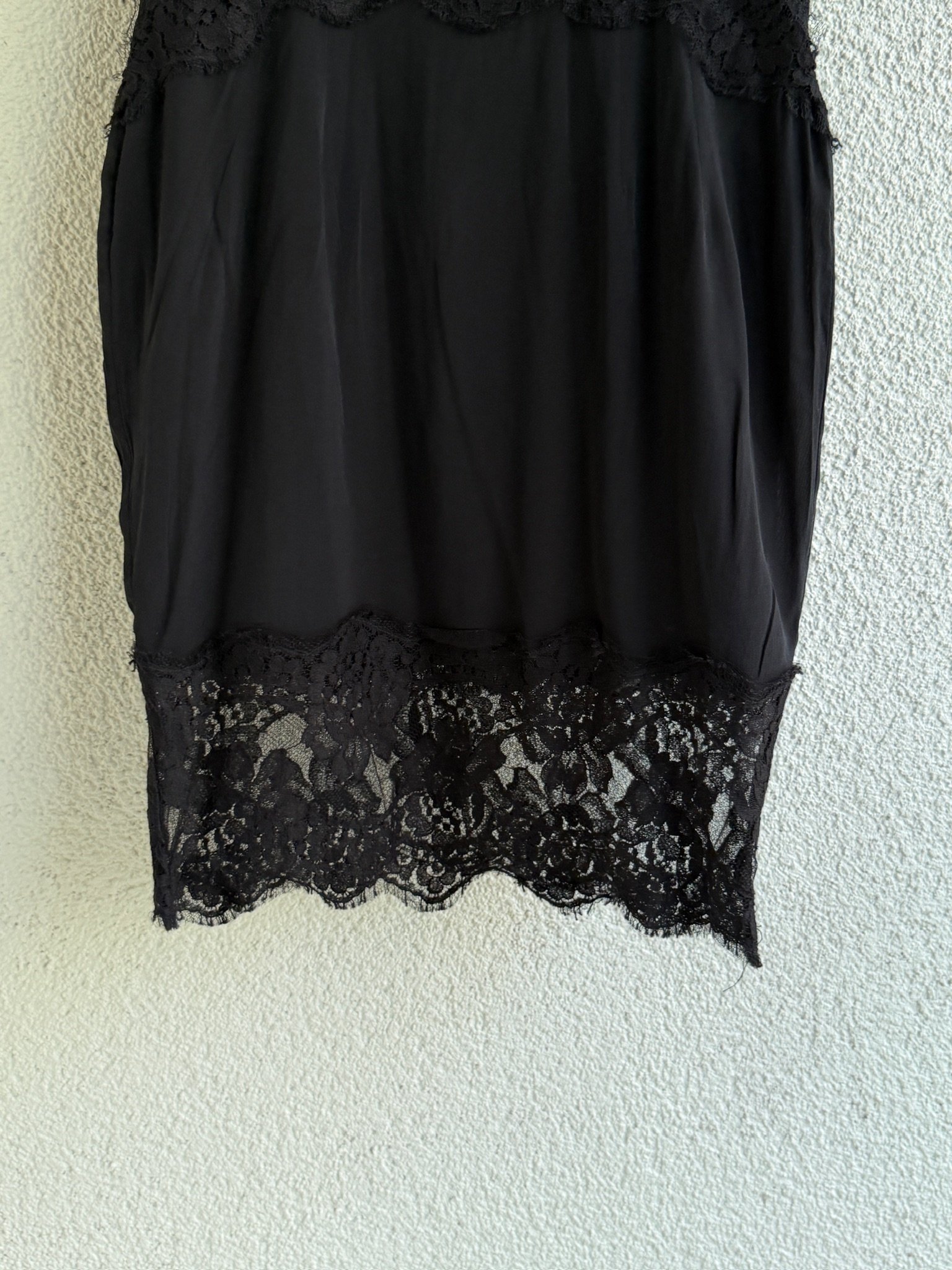 Dolce & Gabbana Black Silk Slip Mini Dress with Lace Trims - Image 5